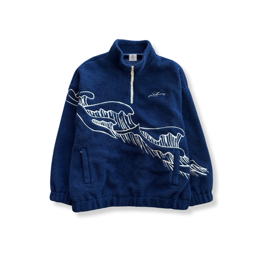Reverse Great Wave - Sherpa Quarter-Zip Jacket (Pre-Order)