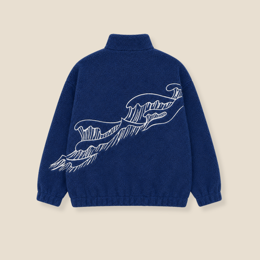 Reverse Great Wave - Sherpa Quarter-Zip Jacket