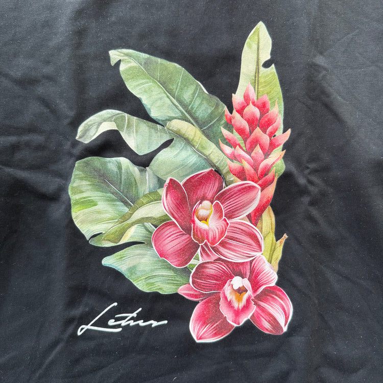Orchid Art - LONG SLEEVE (BLACK TEE/WHITE SLEEVES)