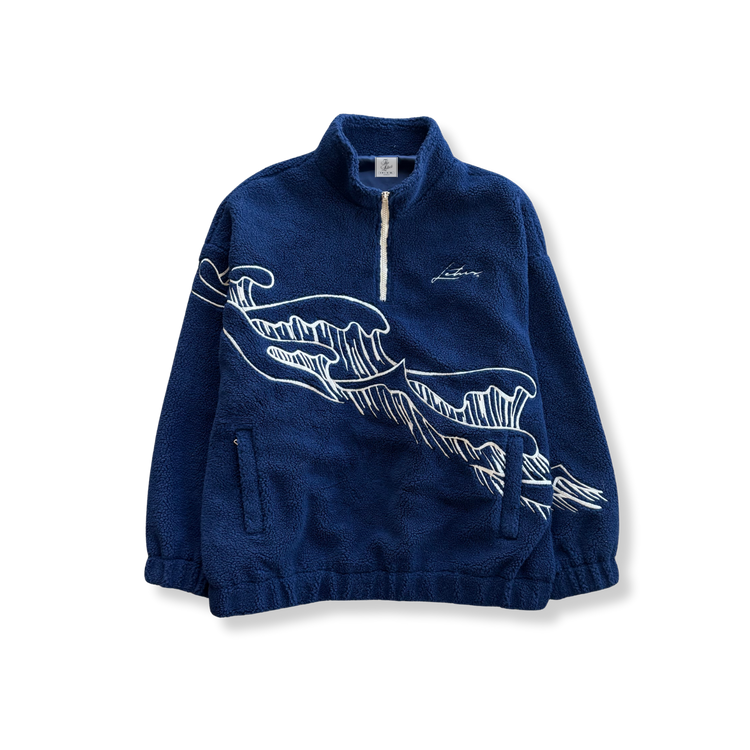 Reverse Great Wave - Sherpa Quarter-Zip Jacket (Pre-Order)