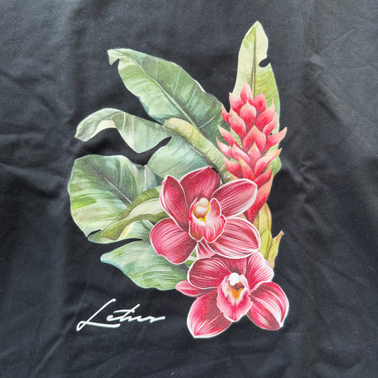 Orchid Art - LONG SLEEVE (BLACK TEE/WHITE SLEEVES)