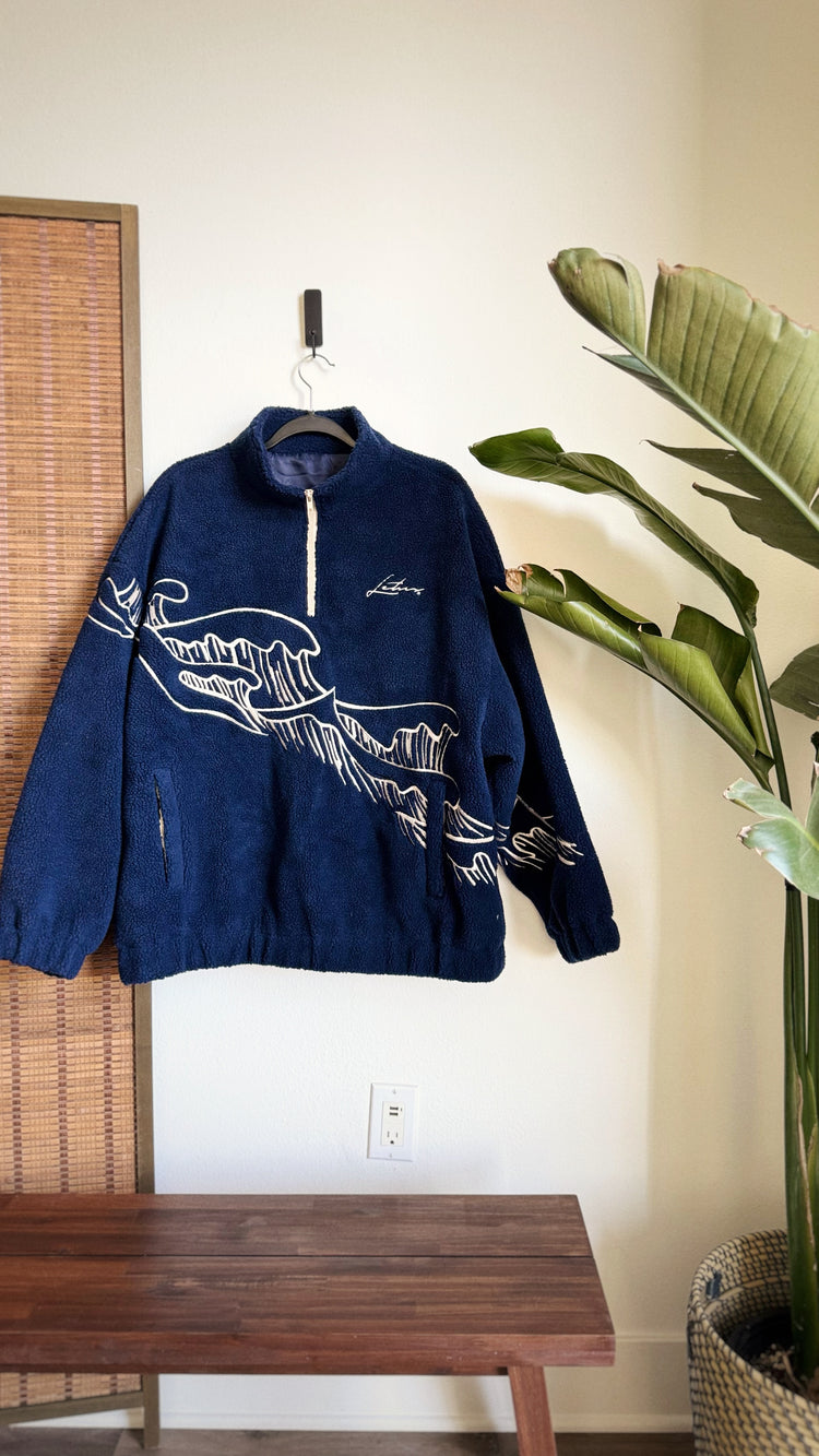 Reverse Great Wave - Sherpa Quarter-Zip Jacket (Pre-Order)