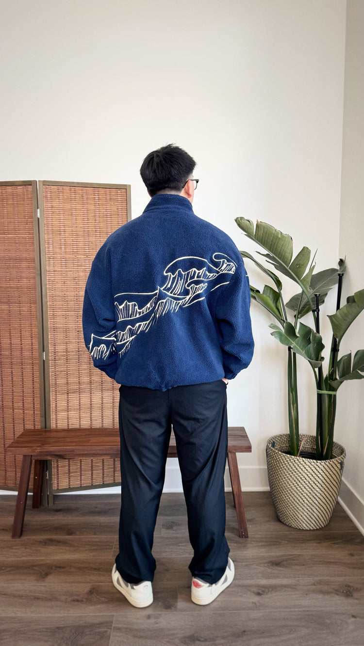 Reverse Great Wave - Sherpa Quarter-Zip Jacket (Pre-Order)